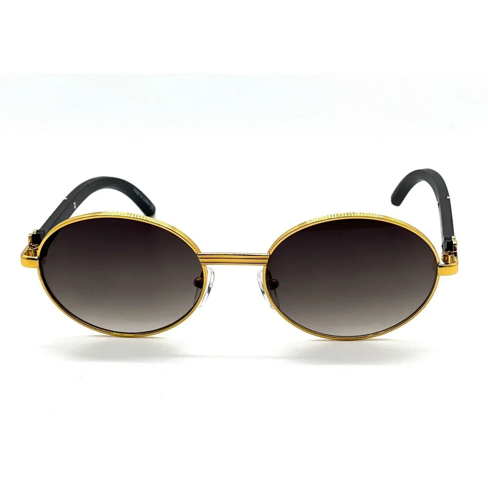 Sunglasses Gold Frame with Black Accent Designer Style Men's Fashion Hip Hop New